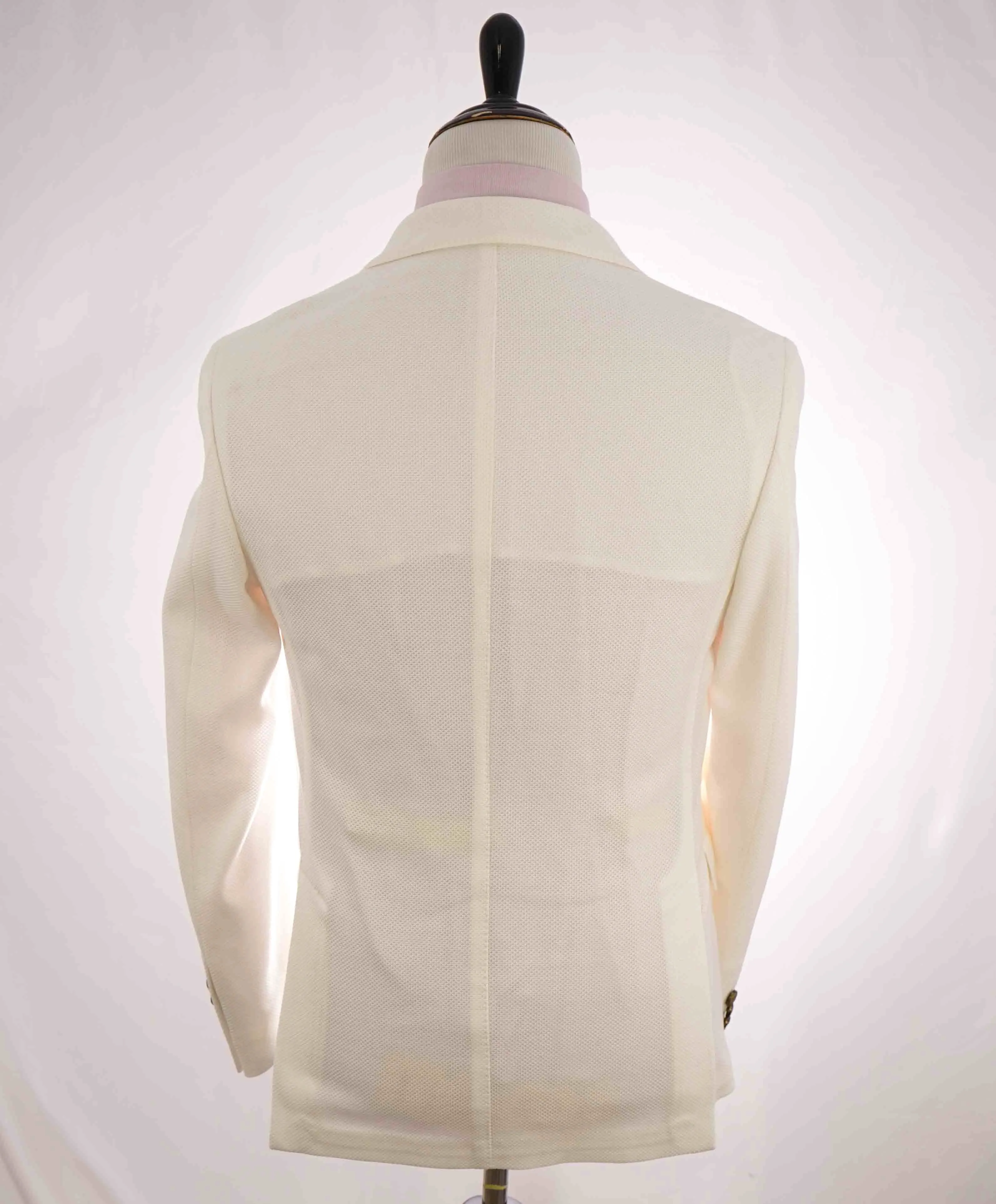 $1,095 ELEVENTY - Gold Logo Button White Pique Blazer - 40 (50 EU)