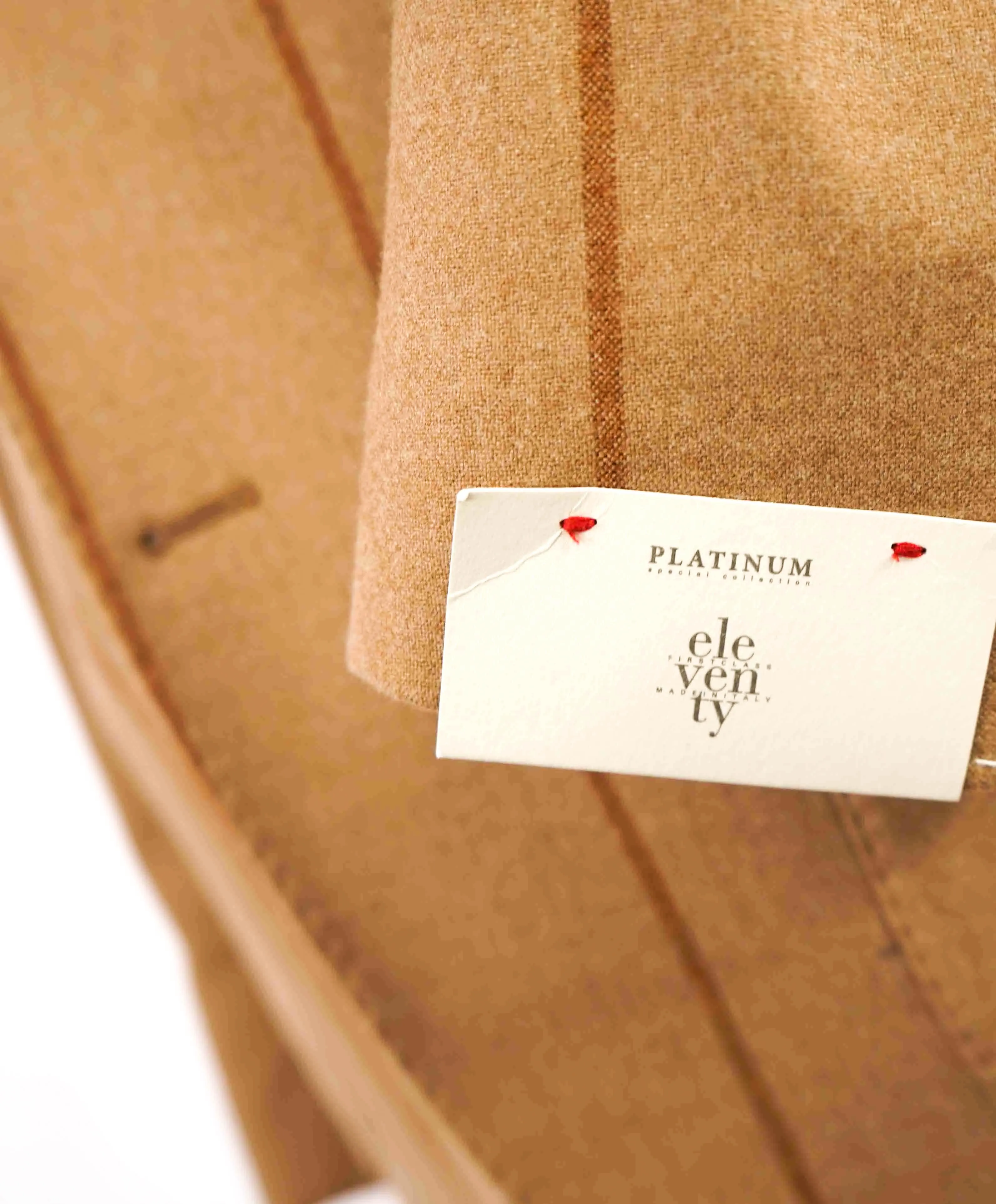 $1,495 ELEVENTY - Camel / Tobacco Chalk Stripe Semi-Lined Soft Blazer - 40 (50EU)