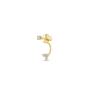 14k Diamond Stud with Diamond Trio Jacket Earring