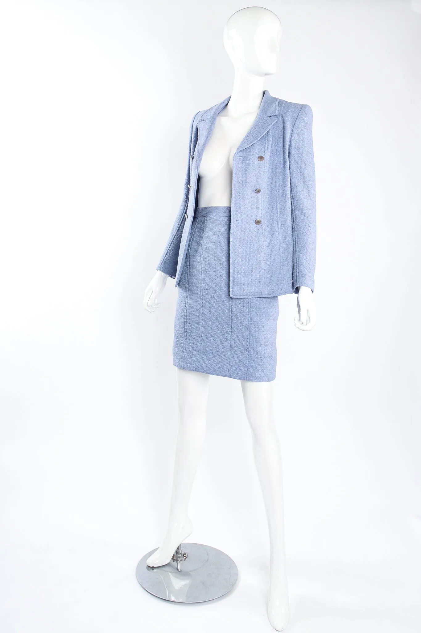 1998 S/S Seamed Tweed Jacket & Skirt Set