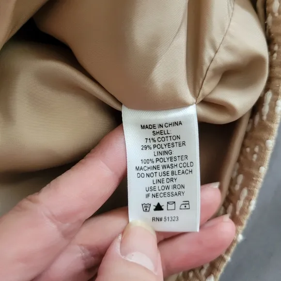 1.State | Women's Tan/White Chevron Moto Style Blazer Jacket (SIZE S)
