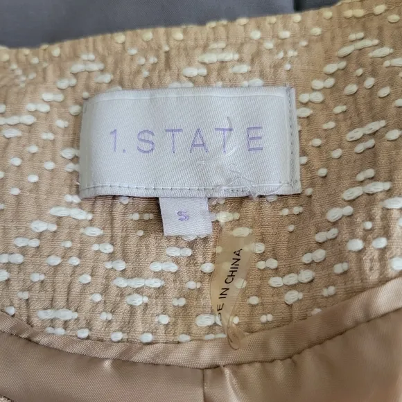 1.State | Women's Tan/White Chevron Moto Style Blazer Jacket (SIZE S)