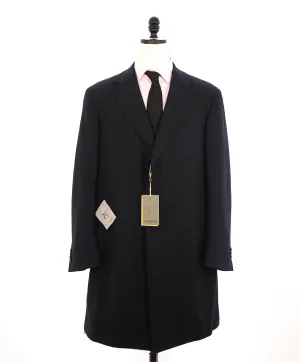 $2,395 CANALI - "KEI" *Water Resistent* Textured Navy Classic Wool Topcoat Coat - 48R