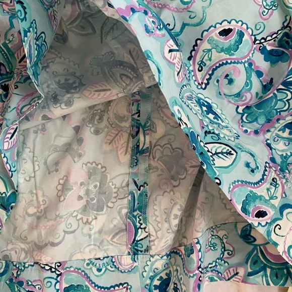 2PC Talbots Skirt &amp; Top Lilac Purple Blue Aqua Paisley Floral size 14W