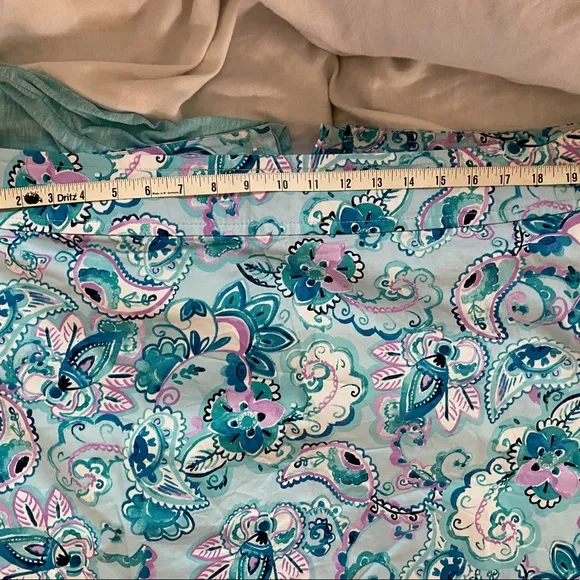 2PC Talbots Skirt &amp; Top Lilac Purple Blue Aqua Paisley Floral size 14W