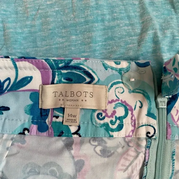 2PC Talbots Skirt &amp; Top Lilac Purple Blue Aqua Paisley Floral size 14W
