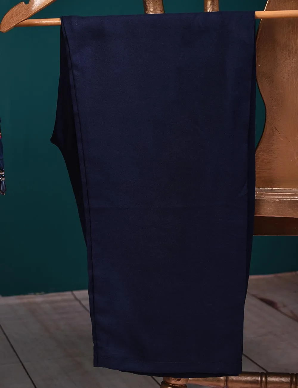 3 Pc Stitched Organza Suit with Organza Embroidered Dupatta and Malai Trouser - (RTW-19-NavyBlue)
