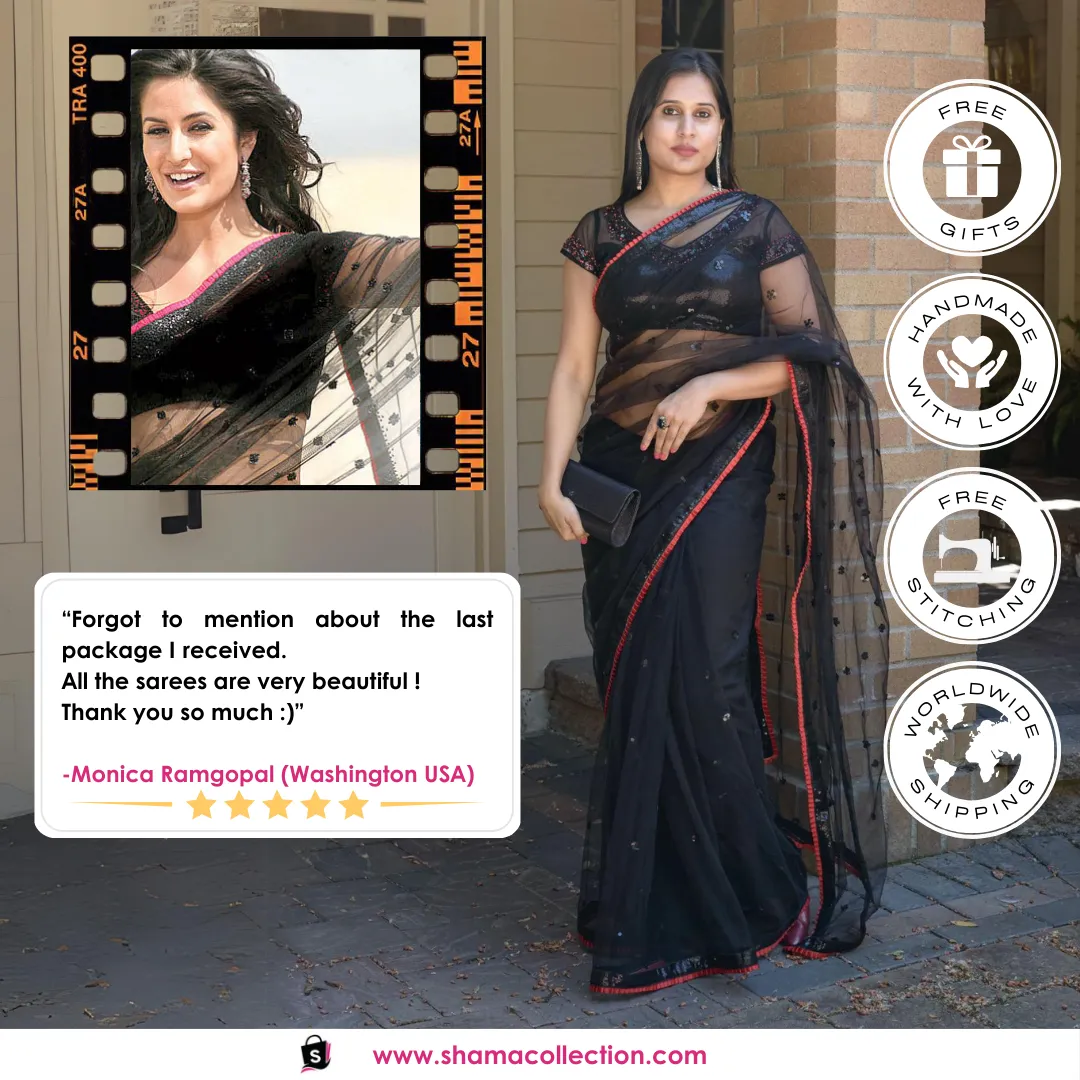3053 Katrina Kaif's Teri Ore black saree outfit set