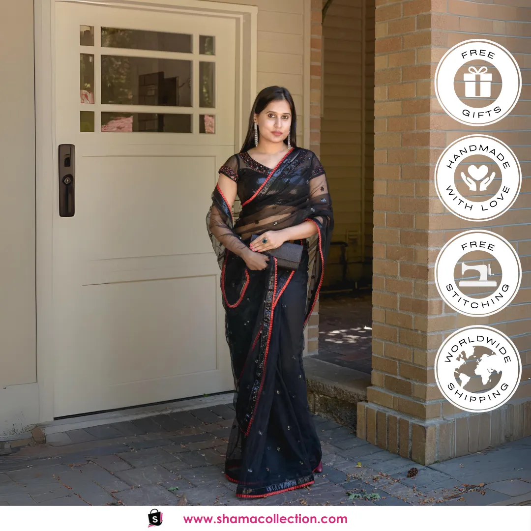 3053 Katrina Kaif's Teri Ore black saree outfit set