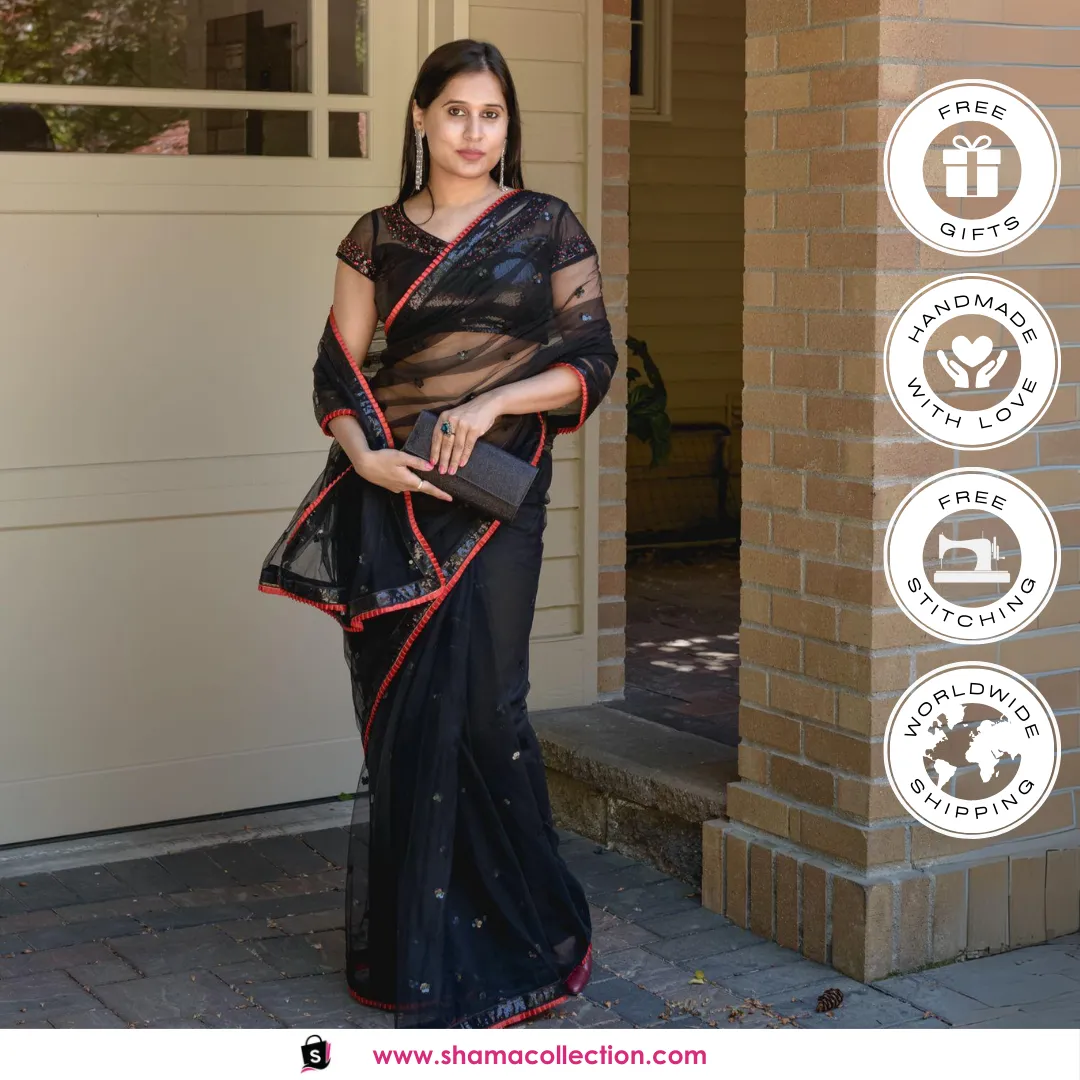 3053 Katrina Kaif's Teri Ore black saree outfit set