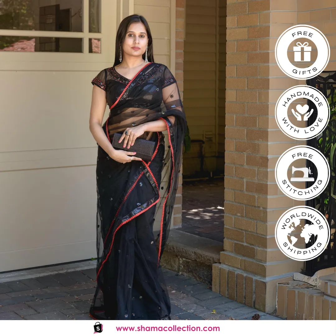 3053 Katrina Kaif's Teri Ore black saree outfit set