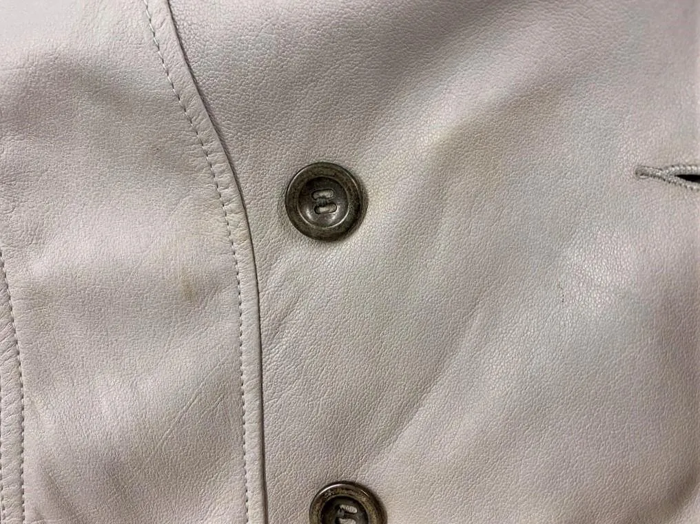 3.1 Phillip Lim Ruffle Leather Jacket Dove Gray Size 2 Double Breasted