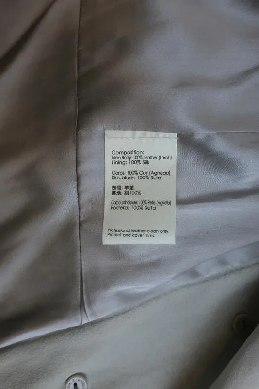 3.1 Phillip Lim Ruffle Leather Jacket Dove Gray Size 2 Double Breasted
