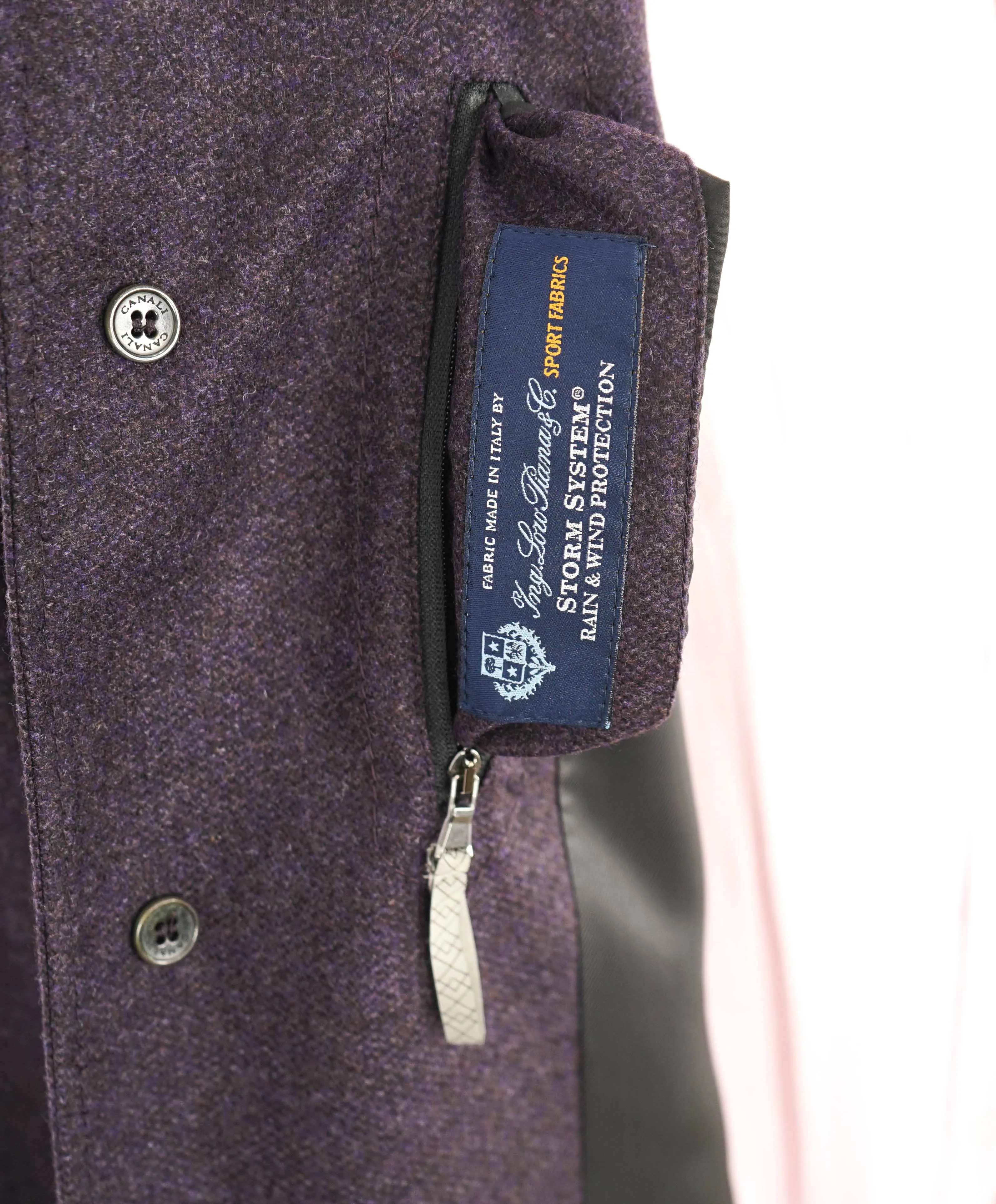 $4,000 CANALI - By LORO PIANA **PURE CASHMERE** Gray/Eggplant Coat - 42R