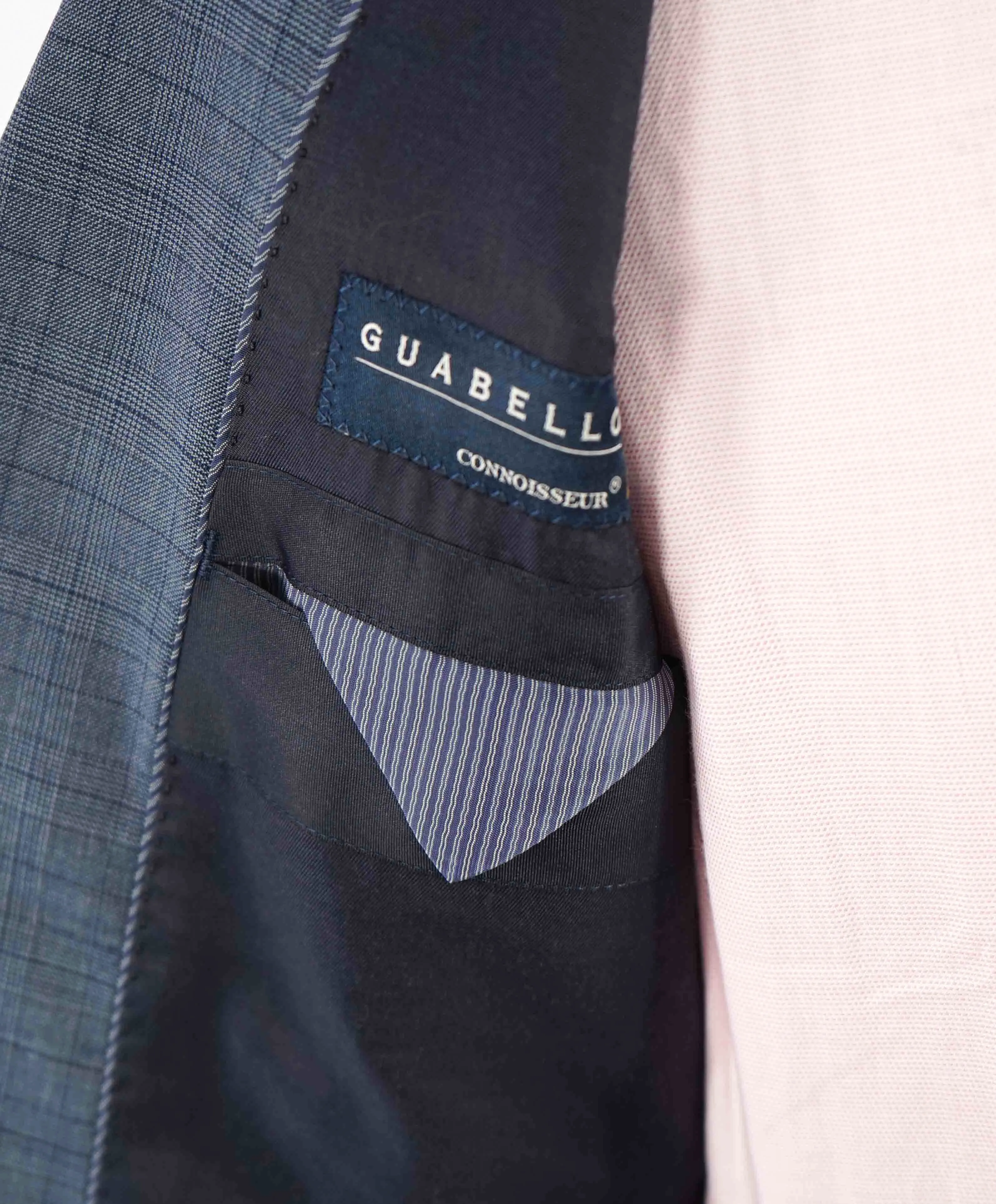 $595 BANANA REPUBLIC - *GUABELLO Fabric* Baby Blue Check Blazer - 40R (50EU)