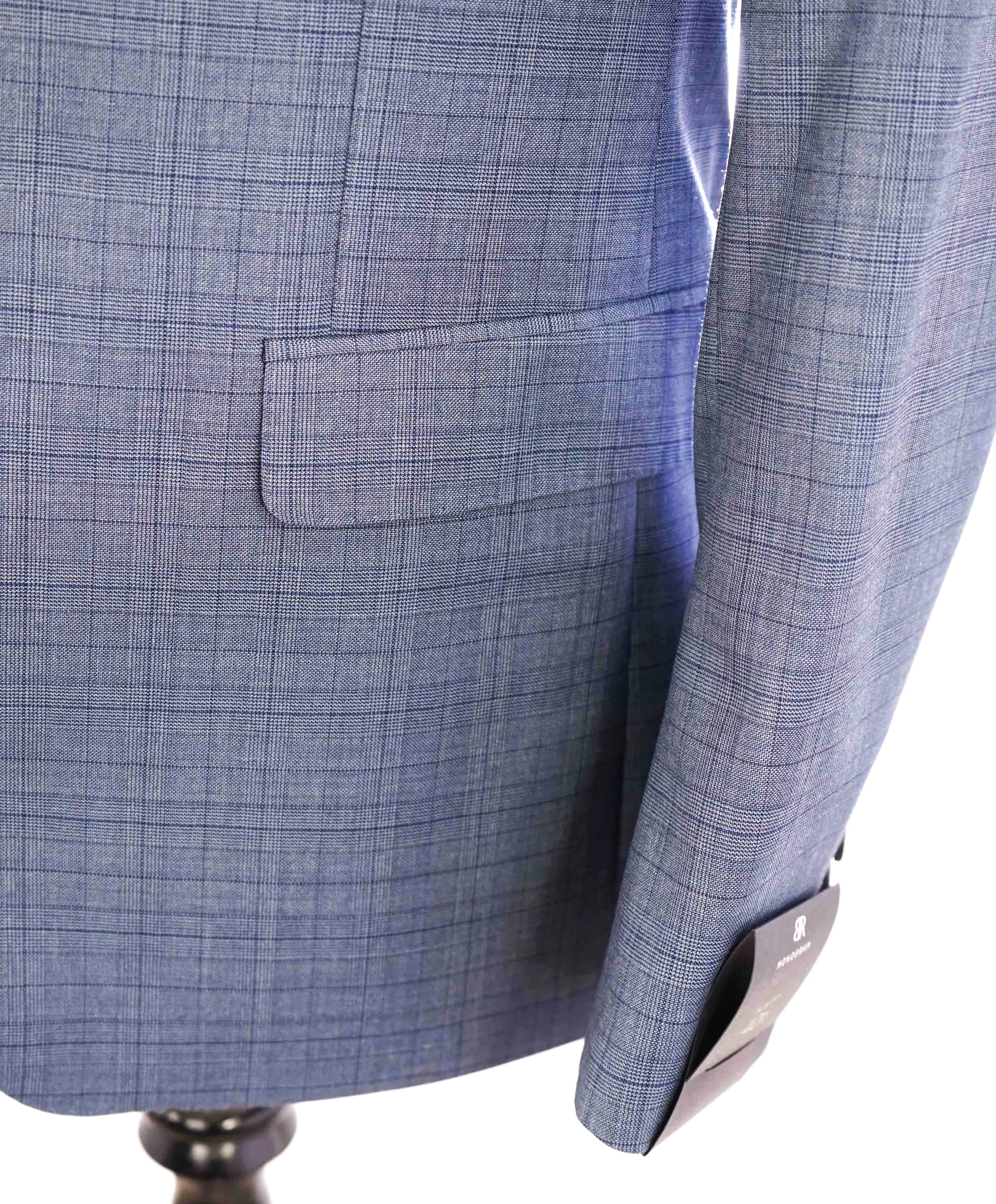 $595 BANANA REPUBLIC - *GUABELLO Fabric* Baby Blue Check Blazer - 40R (50EU)