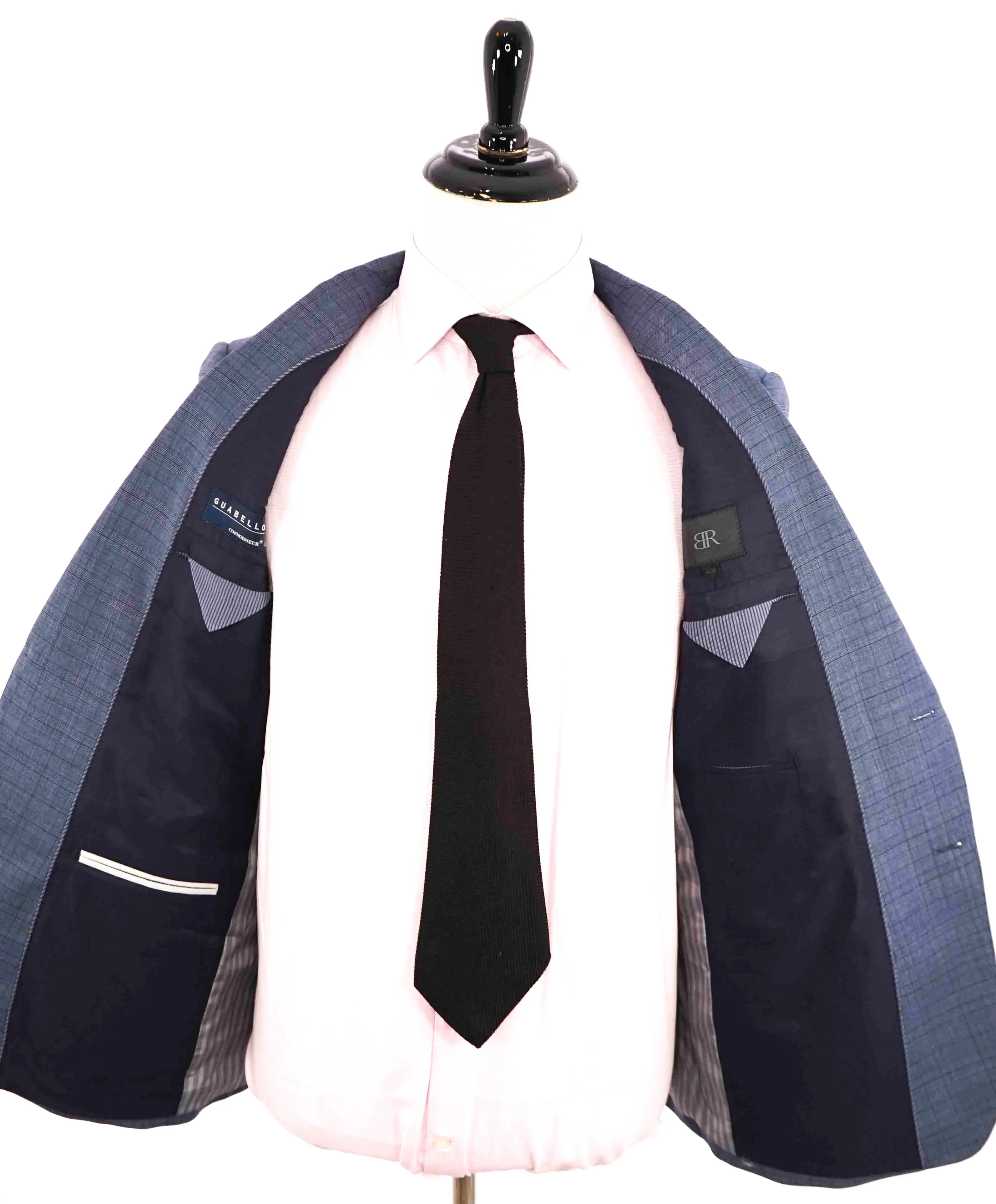$595 BANANA REPUBLIC - *GUABELLO Fabric* Baby Blue Check Blazer - 40R (50EU)