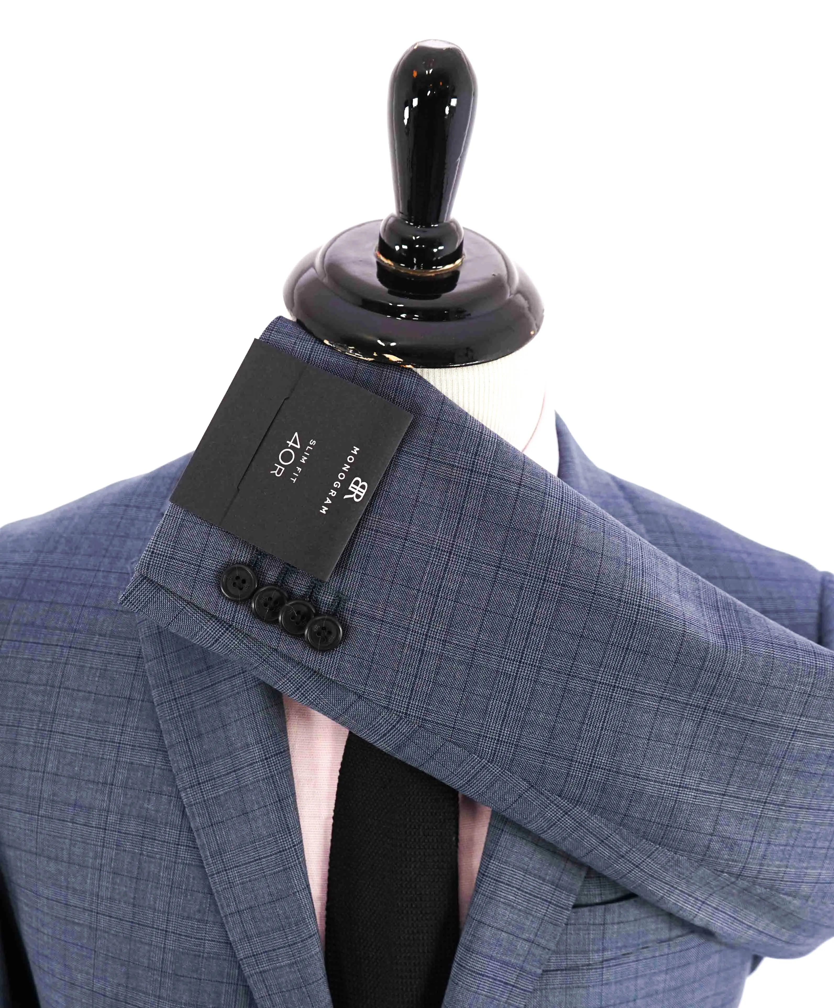 $595 BANANA REPUBLIC - *GUABELLO Fabric* Baby Blue Check Blazer - 40R (50EU)