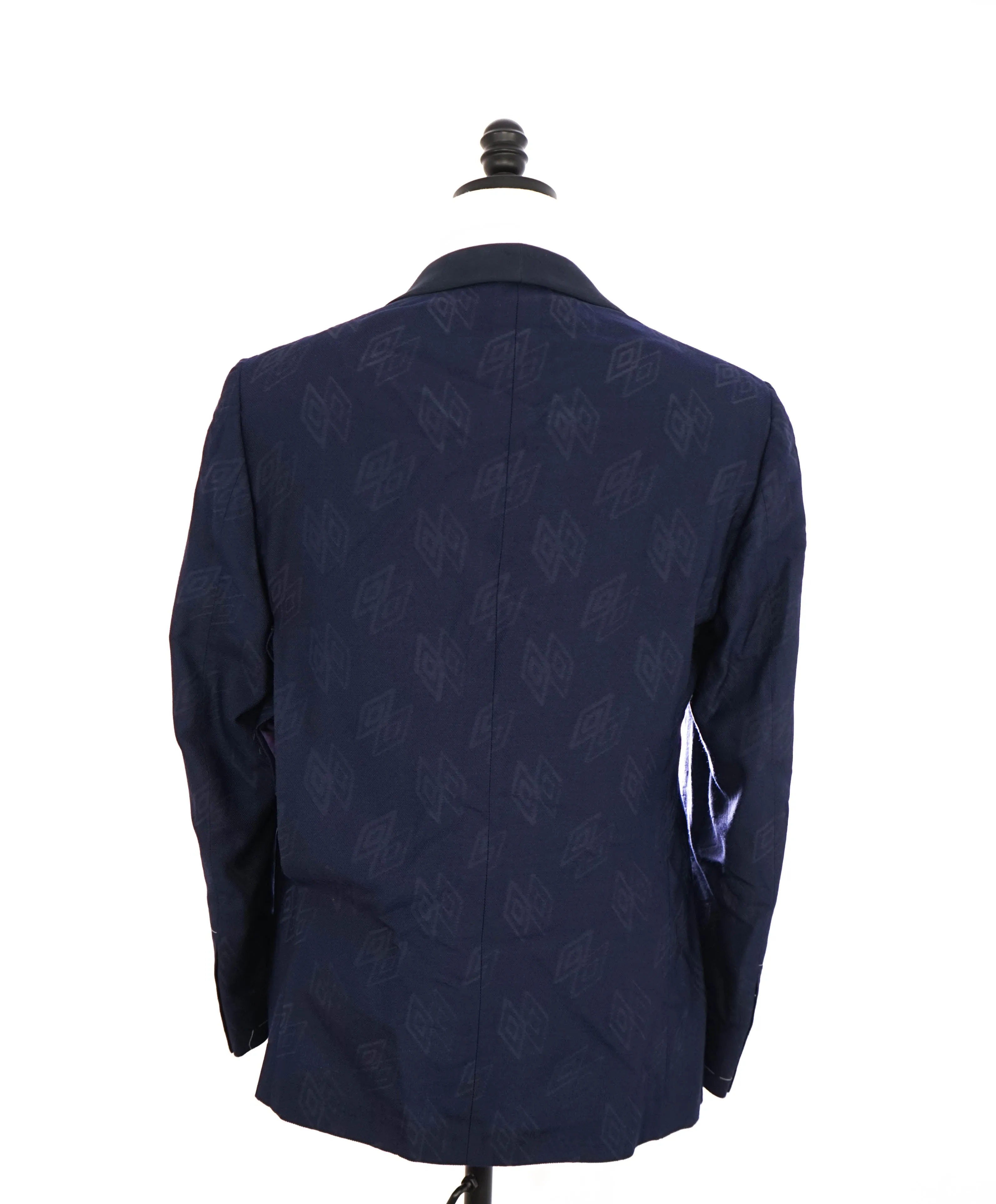 $5,995 RALPH LAUREN PURPLE LABEL - Blue Diamond-Jacquard Single-Breasted - 40R