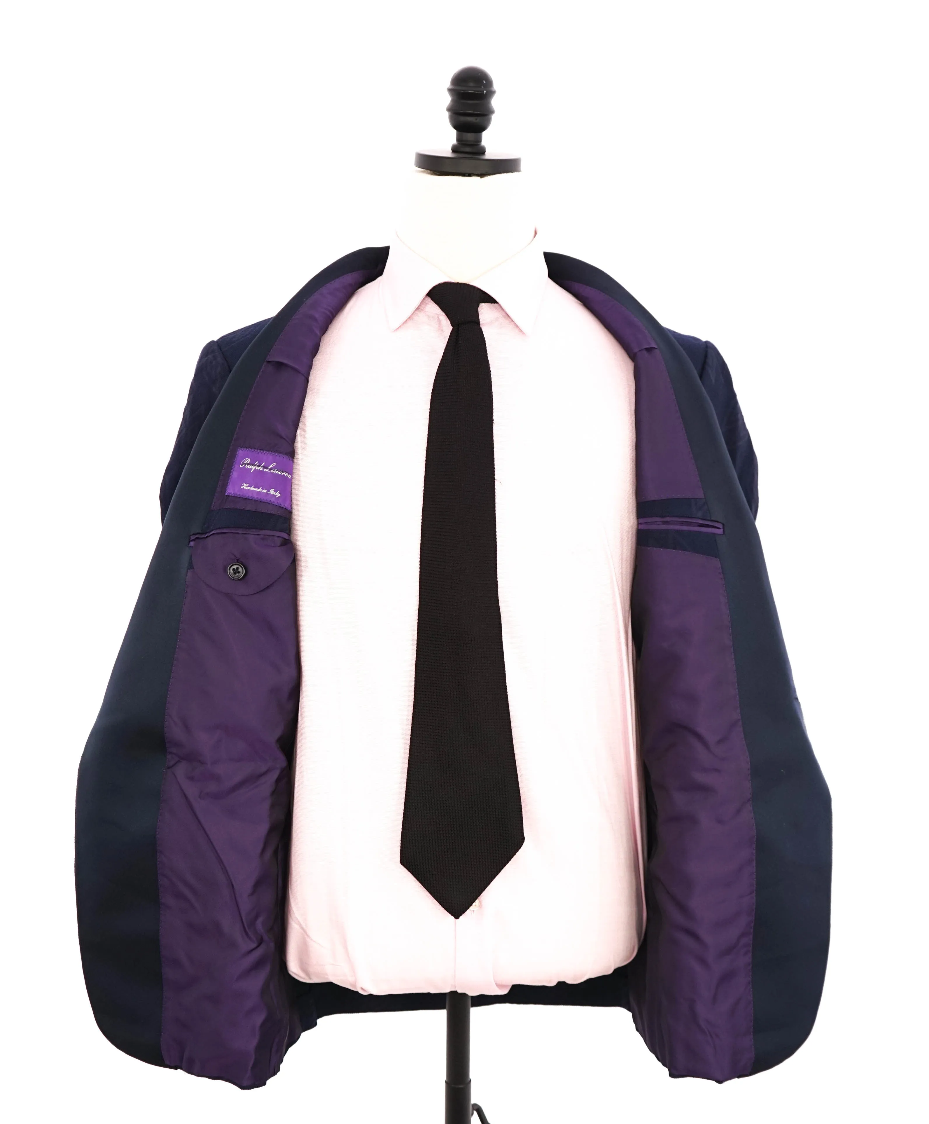 $5,995 RALPH LAUREN PURPLE LABEL - Blue Diamond-Jacquard Single-Breasted - 40R