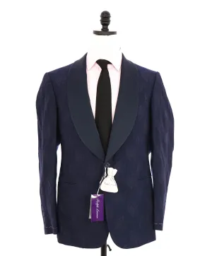 $5,995 RALPH LAUREN PURPLE LABEL - Blue Diamond-Jacquard Single-Breasted - 40R