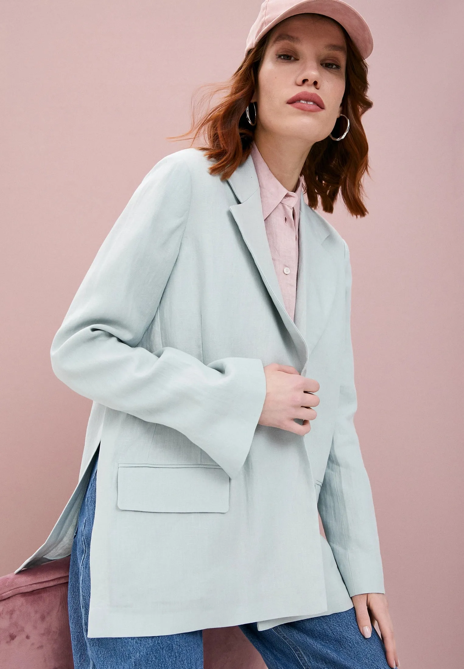 $795 ELEVENTY - Pure LINEN Flared Jacket With Side Slits Blazer Top - 6 / 44