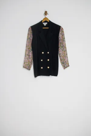 90's SHEER FLORAL SLEEVE BLAZER / MEDIUM