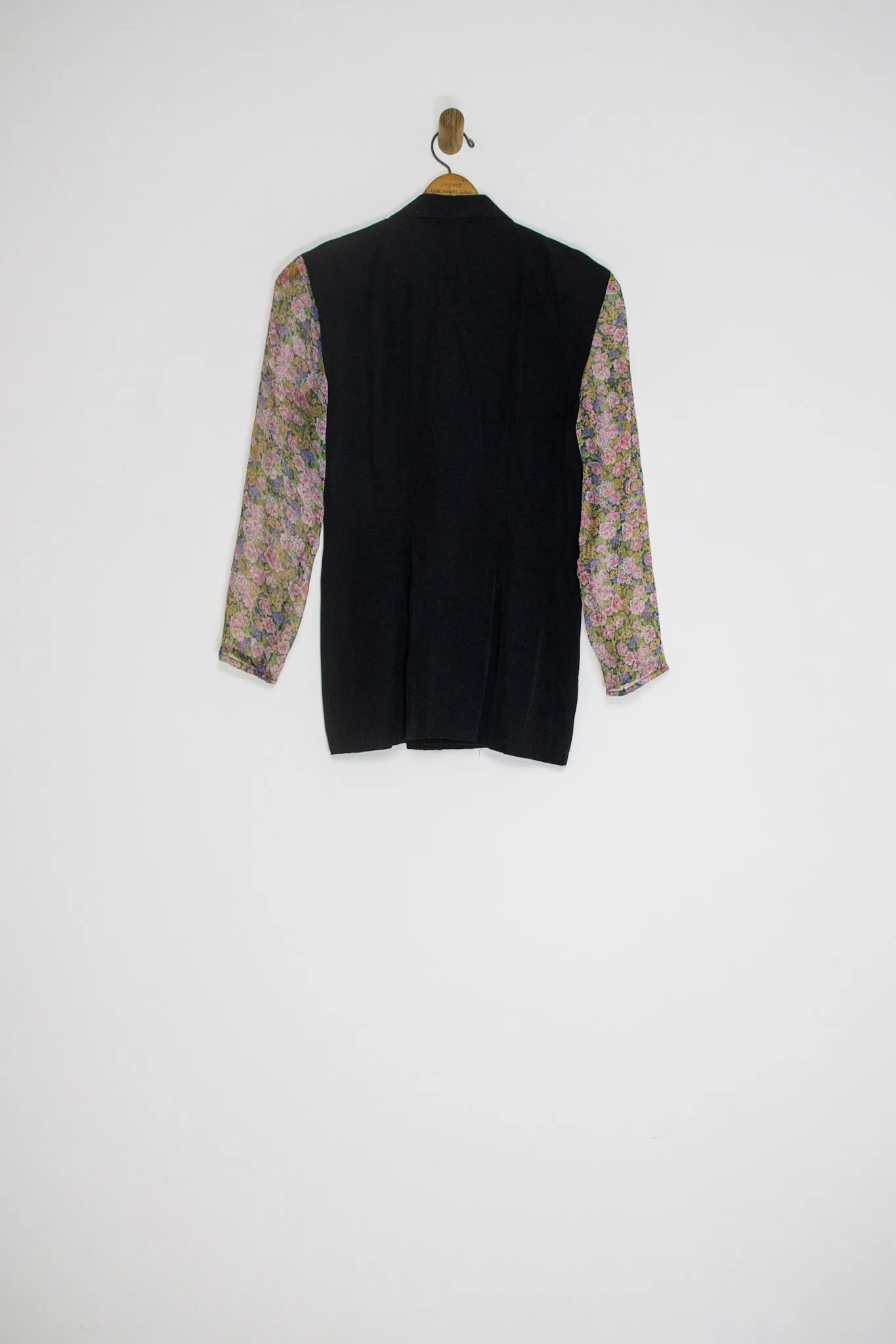 90's SHEER FLORAL SLEEVE BLAZER / MEDIUM