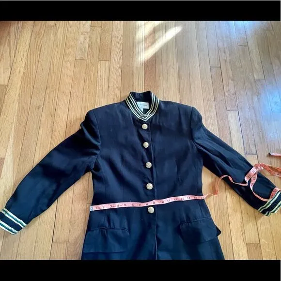 90s Vintage Military Style Jacket with Metallic Banded Collar