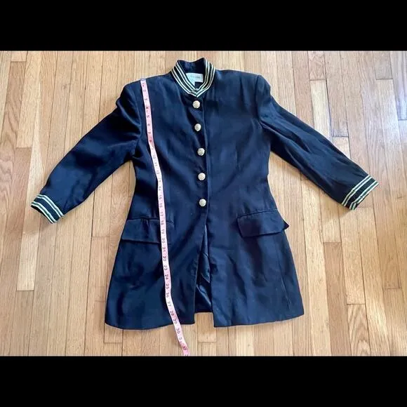90s Vintage Military Style Jacket with Metallic Banded Collar