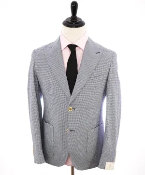 $995 ELEVENTY -SEERSUCKER Blue Gingham Check White Button Blazer- 48 (58EU)