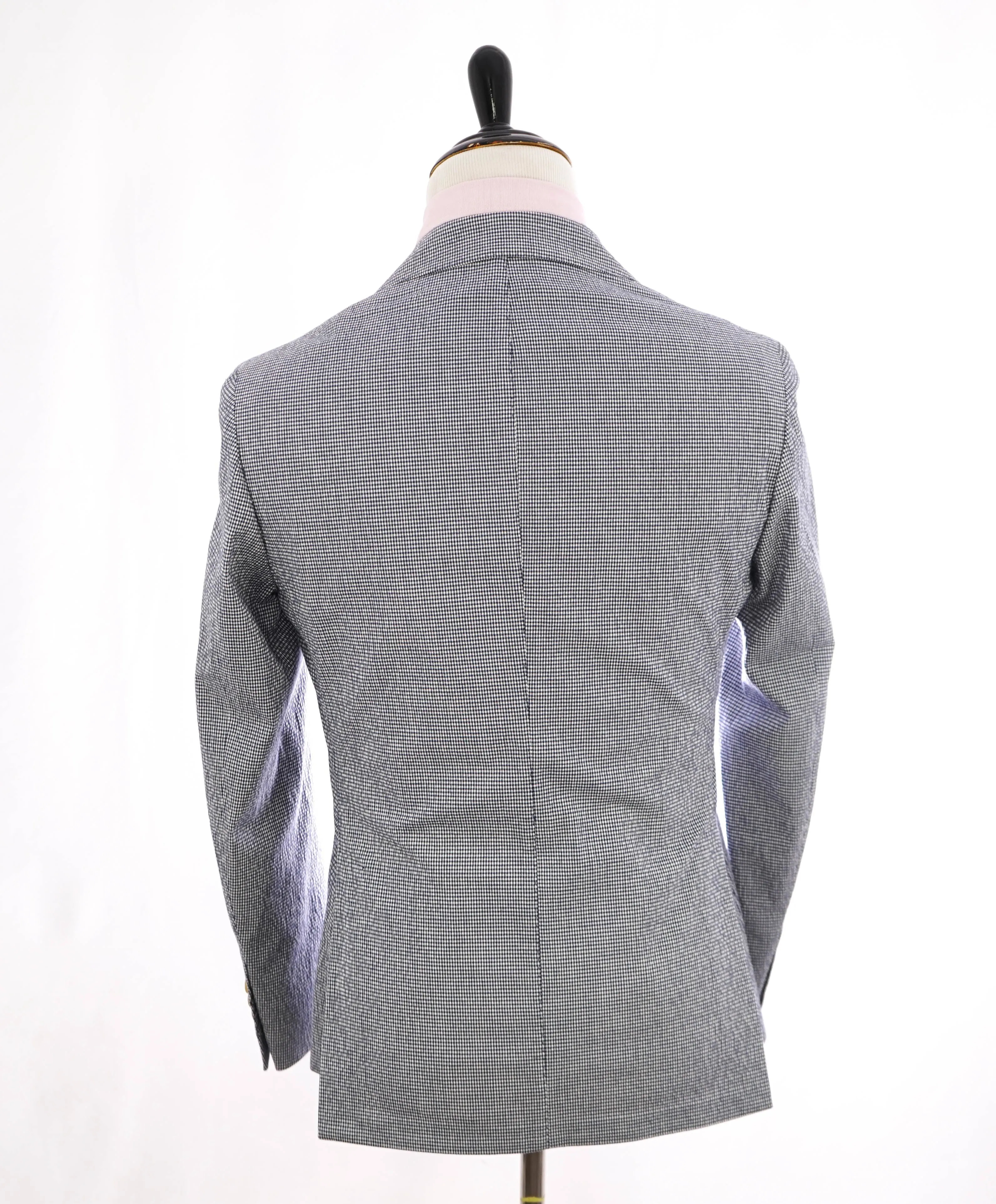 $995 ELEVENTY -SEERSUCKER Blue Gingham Check White Button Blazer- 48 (58EU)