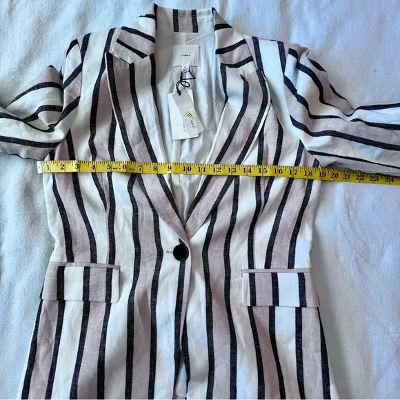 A Loves A Linen Rayon Blend Striped Single Button Women’s Blazer Size Medium