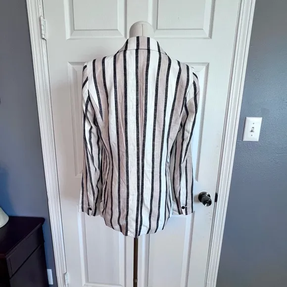 A Loves A Linen Rayon Blend Striped Single Button Women’s Blazer Size Medium