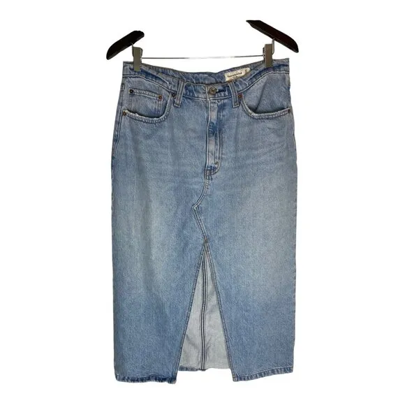 Abercrombie &amp; Fitch Midi High Rise Jean Skirt-sz 30
