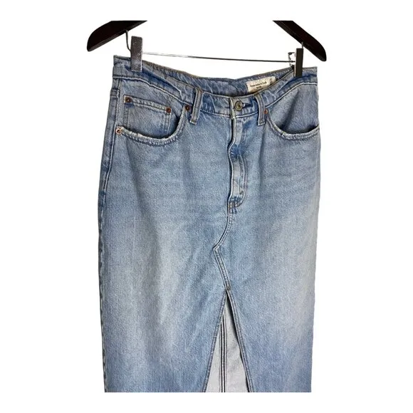 Abercrombie &amp; Fitch Midi High Rise Jean Skirt-sz 30