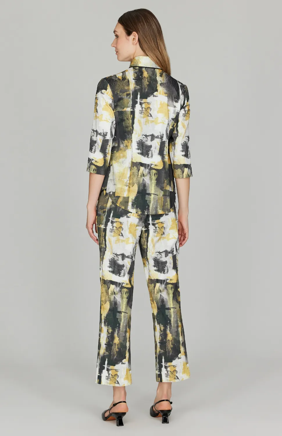 Abstraction Stretch Jacquard Fitted Shirt Jacket