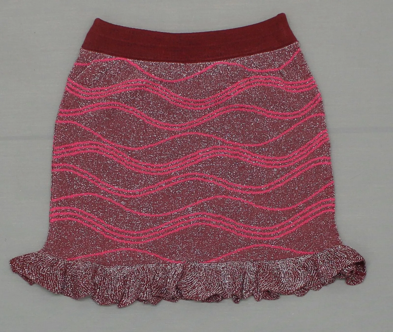 Adore Women's Metallic Ruffle Edge Sweater Mini Skirt