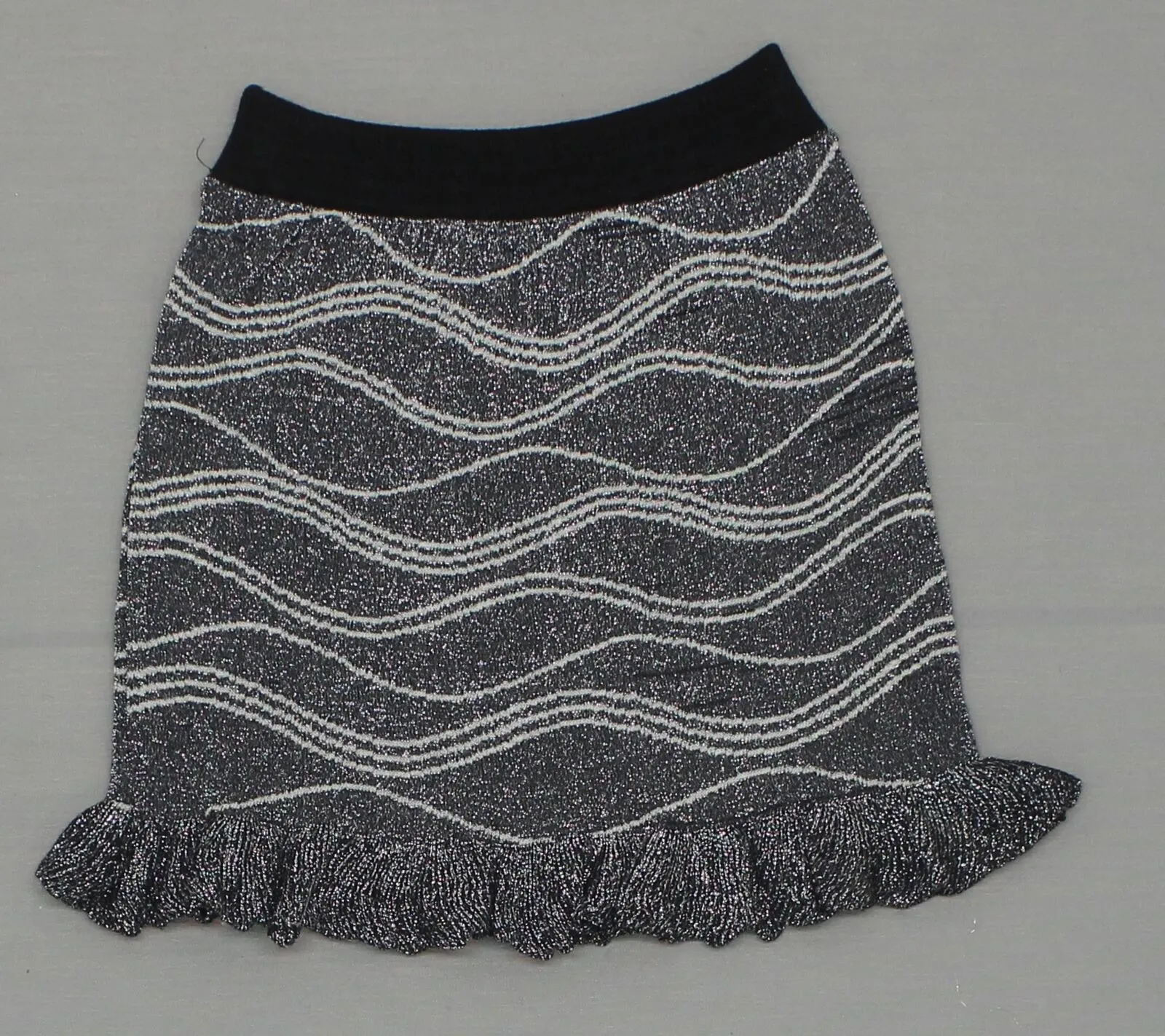 Adore Women's Metallic Ruffle Edge Sweater Mini Skirt