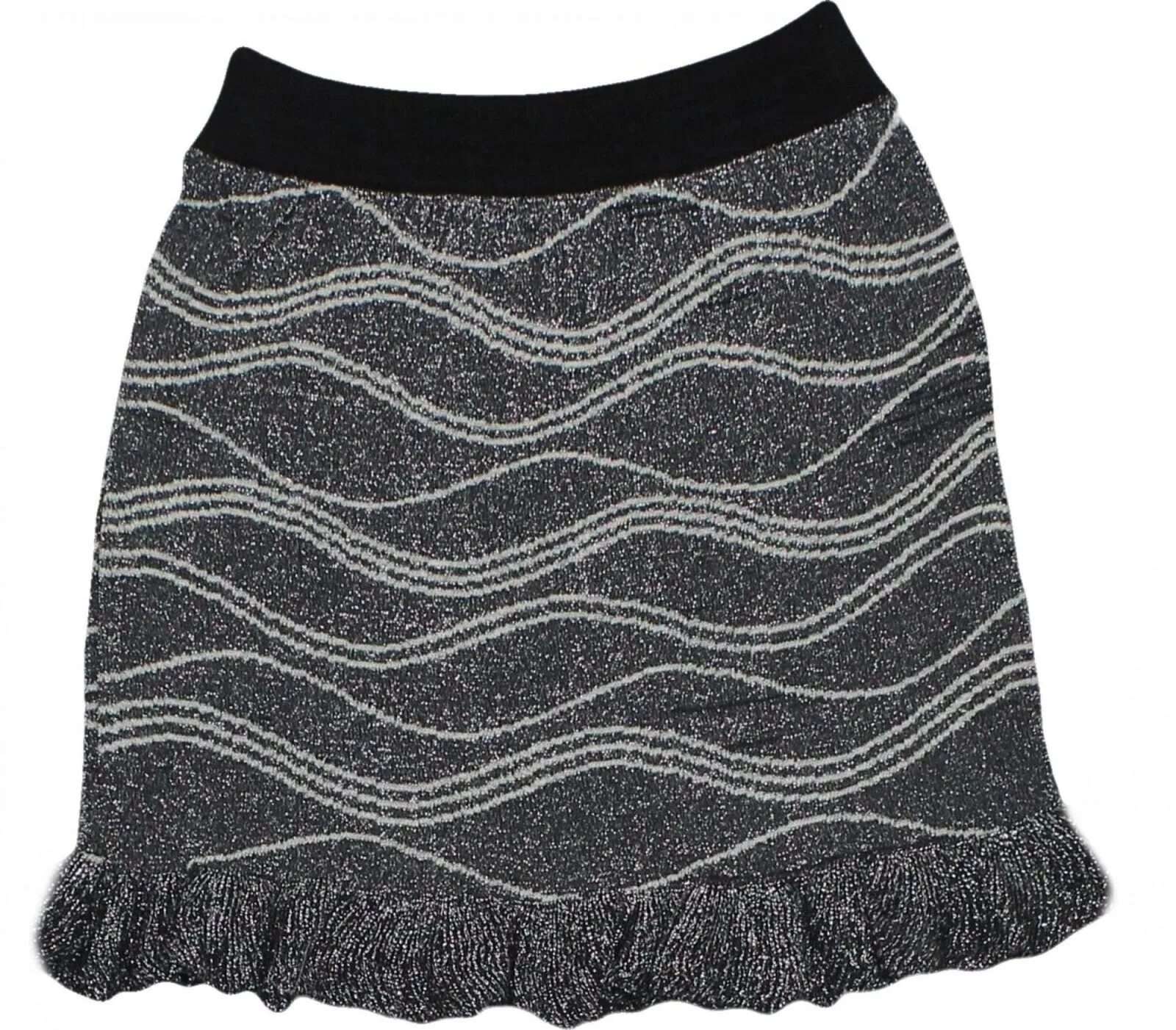 Adore Women's Metallic Ruffle Edge Sweater Mini Skirt