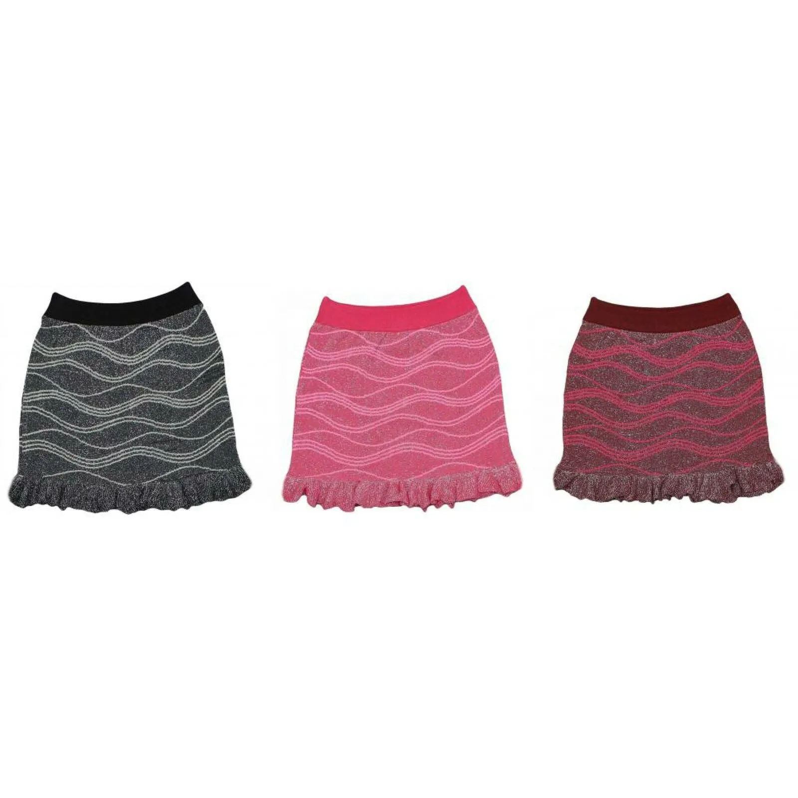Adore Women's Metallic Ruffle Edge Sweater Mini Skirt
