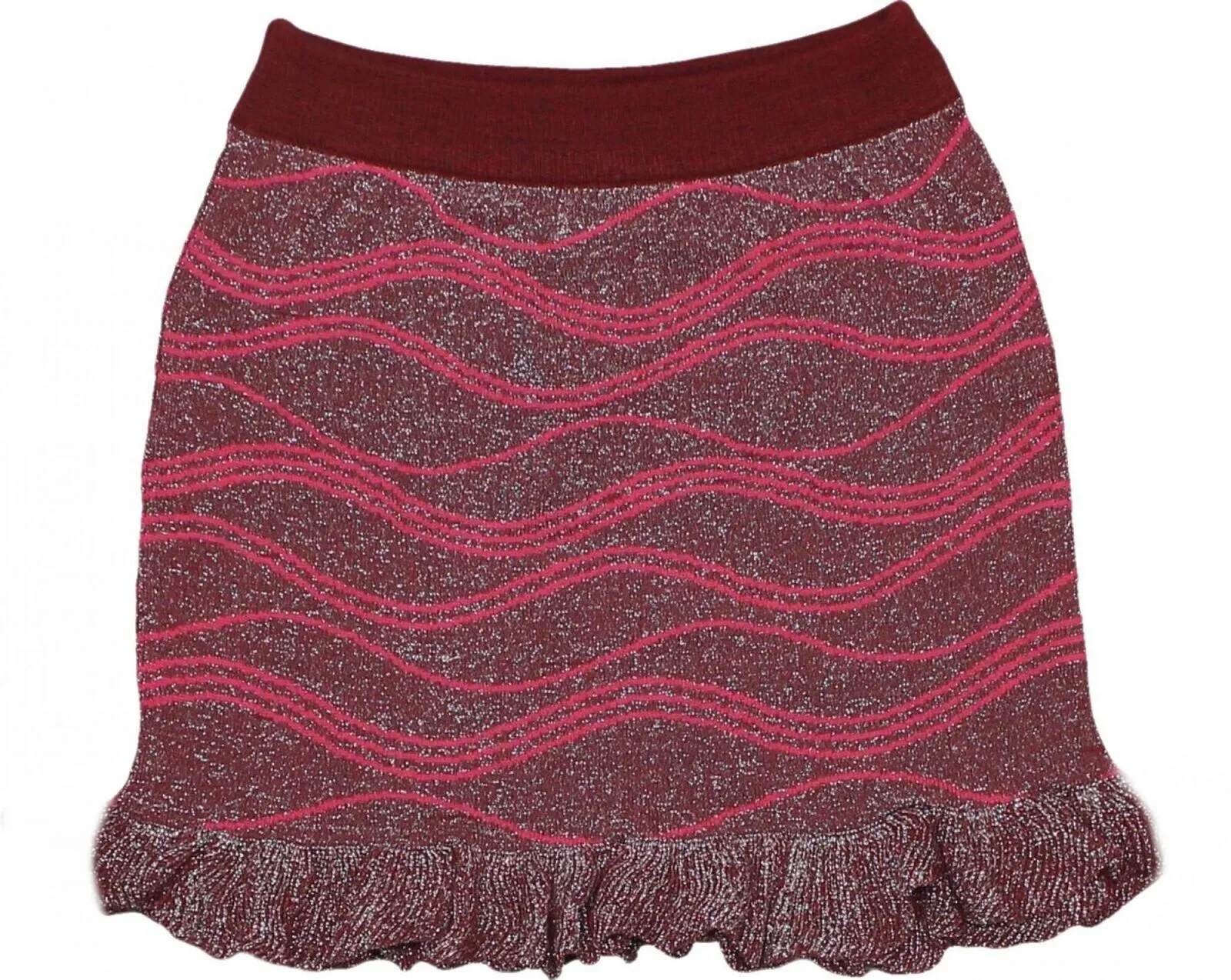Adore Women's Metallic Ruffle Edge Sweater Mini Skirt