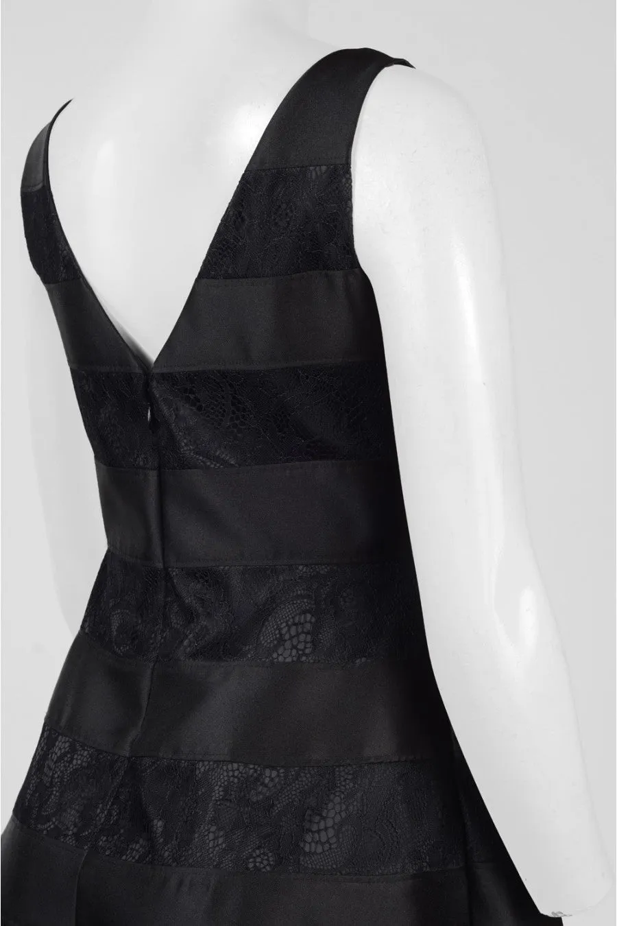 Adrianna Papell AP1E200847 Boat Neck Sleeveless Zipper Back A-Line Mikado & Lace Dress