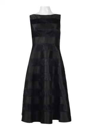 Adrianna Papell AP1E200847 Boat Neck Sleeveless Zipper Back A-Line Mikado & Lace Dress