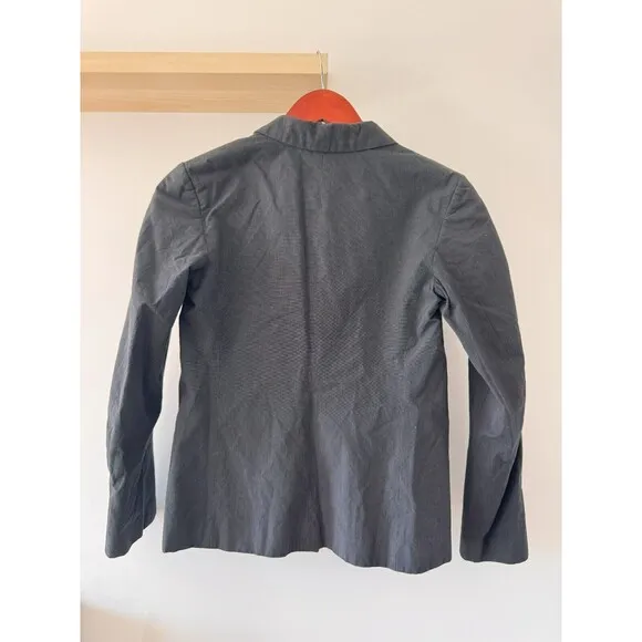 Agnes B Paris Womens S Gray White Pinstripe Single Breasted Blazer Jacket 90s