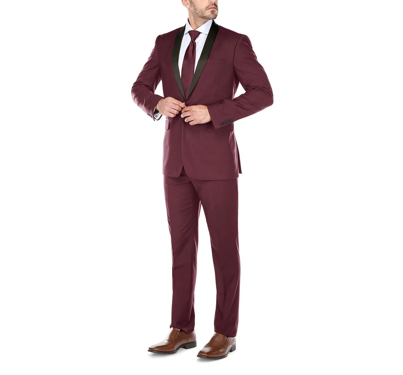 Alessandro Vitello by Renoir 2-Piece Slim Fit Shawl Lapel Tuxedo Suit 201-8