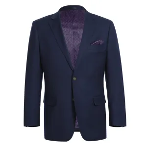 Alessandro Vitello by Renoir Dark Navy Classic Fit Notch Lapels Solid Blazer 561-6