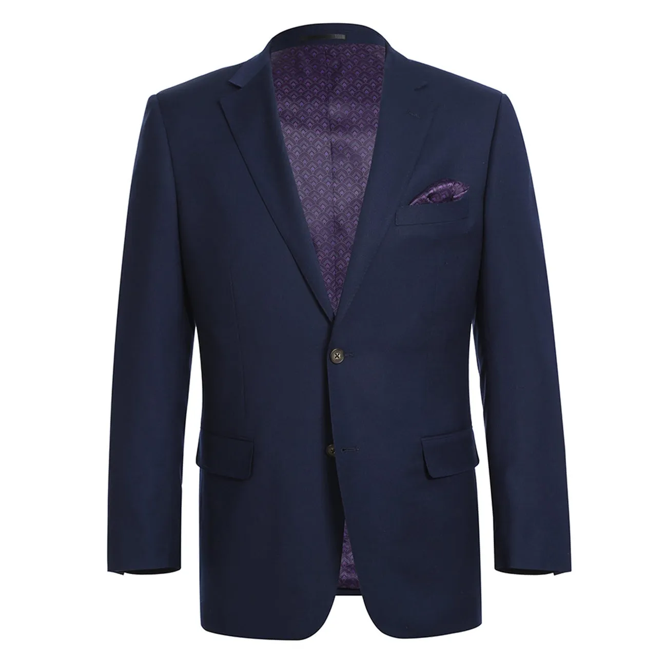 Alessandro Vitello by Renoir Dark Navy Classic Fit Notch Lapels Solid Blazer 561-6