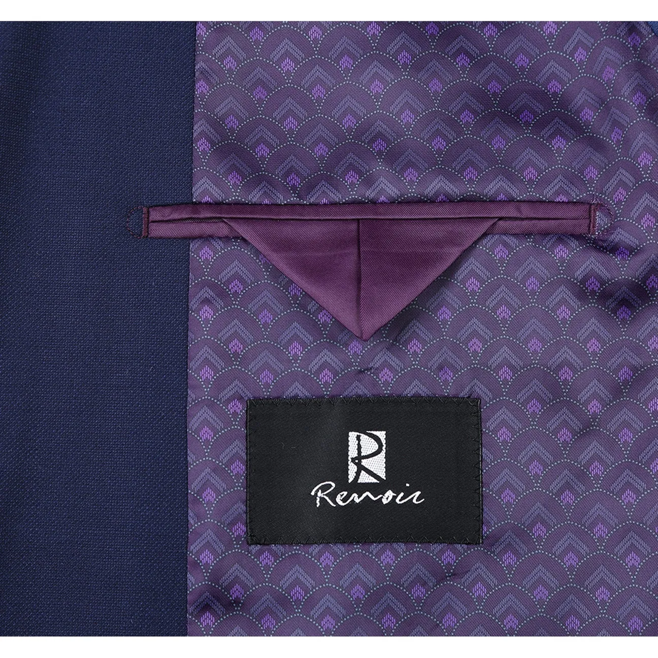 Alessandro Vitello by Renoir Dark Navy Classic Fit Notch Lapels Solid Blazer 561-6