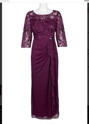 Alex Evenings  8217697 Boat Neck Illusion Embroidered Mesh Bodice